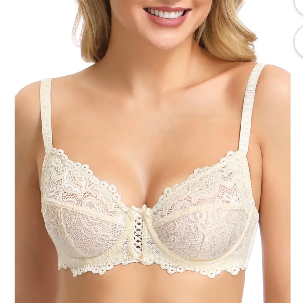 Wingslove Lace Underwire Bra in Beige - Elegant Lace Support